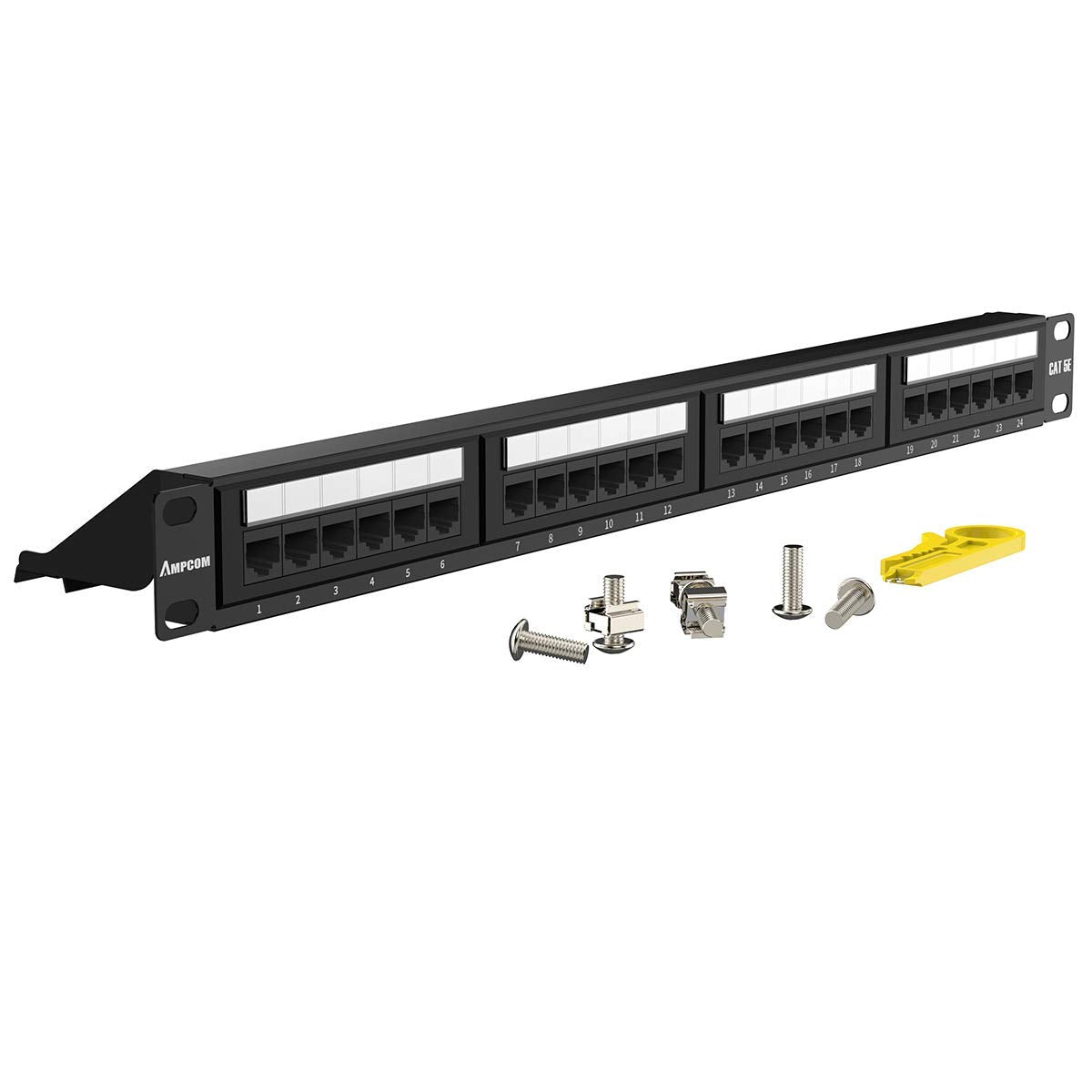 48 Ports Rack Mount CAT6 Patch Panel 2U 19 inch RJ45 Ethernet 568A 568B Gold Plated with Rear Cable Support Bar Pack of 2 C526