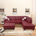 Red Faux Leather Sofa & Chaise with Ottoman G841