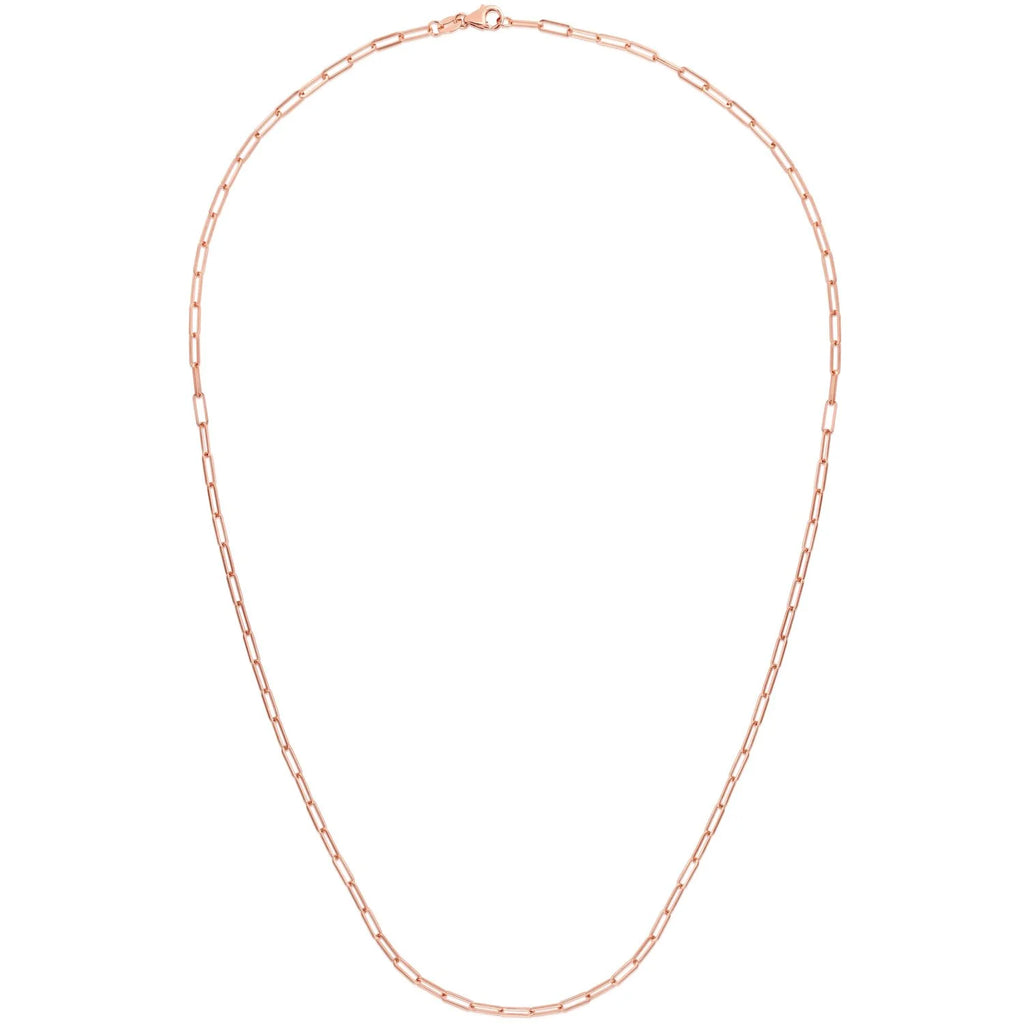 14K Rose Gold Paperclip Chain Necklace 16"-24" X599