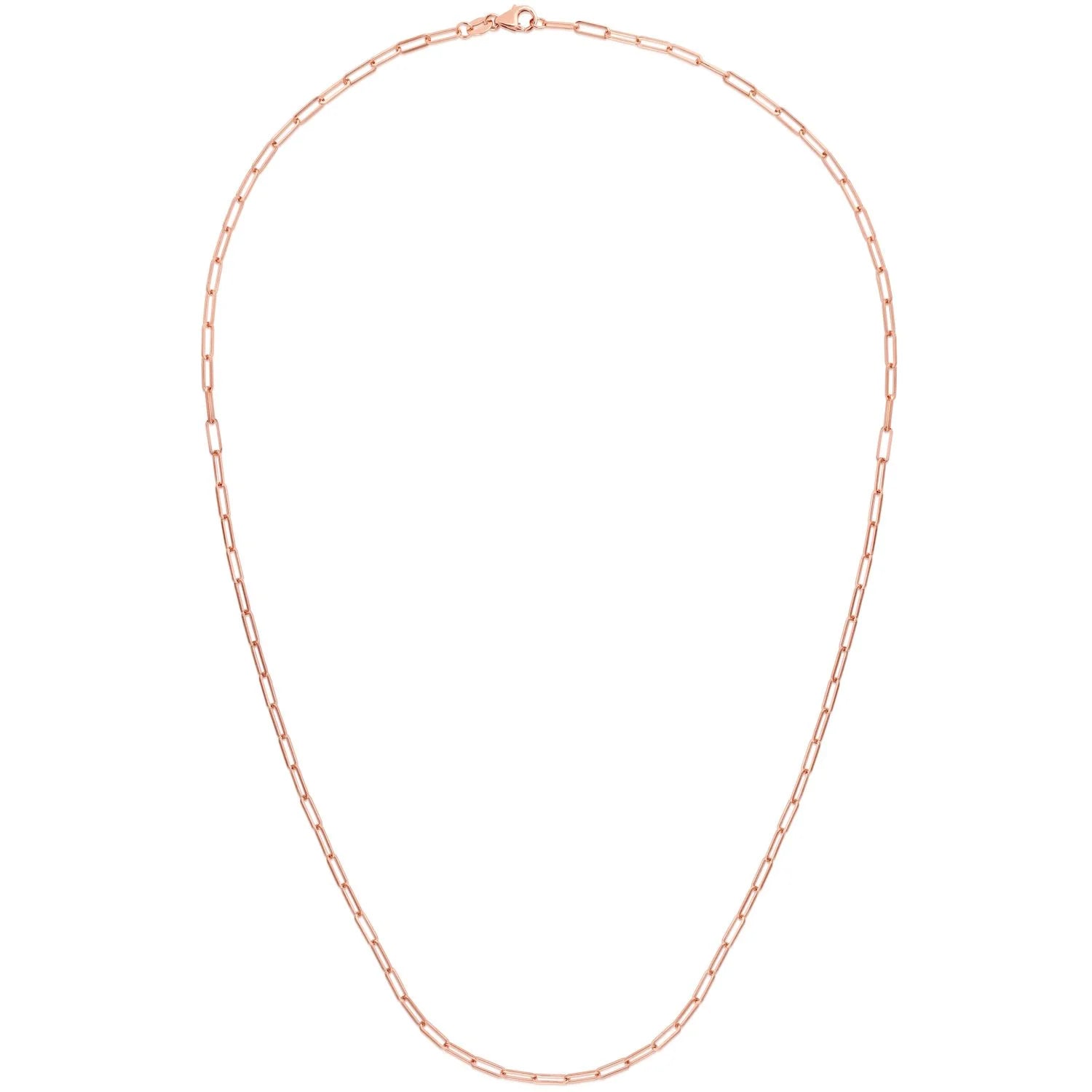 14K Rose Gold Paperclip Chain Necklace 16"-24" X599