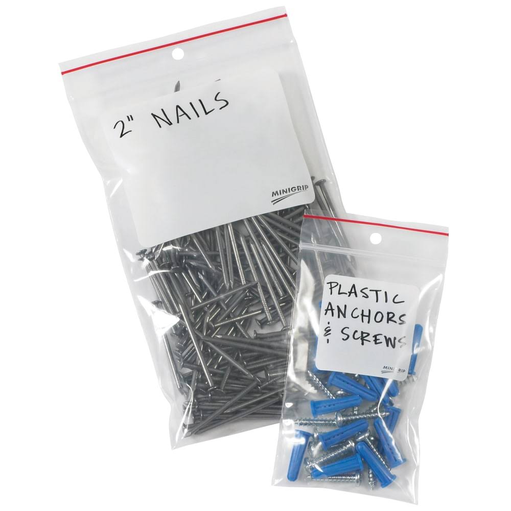 8 x 10x22 4 Mil White Reclosable Poly Bags with Hang Holes N653