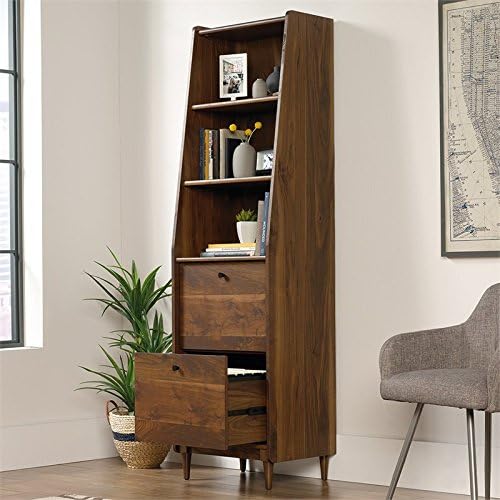 Vintage Wood 3 Shelf Bookcase with File Drawer N3282