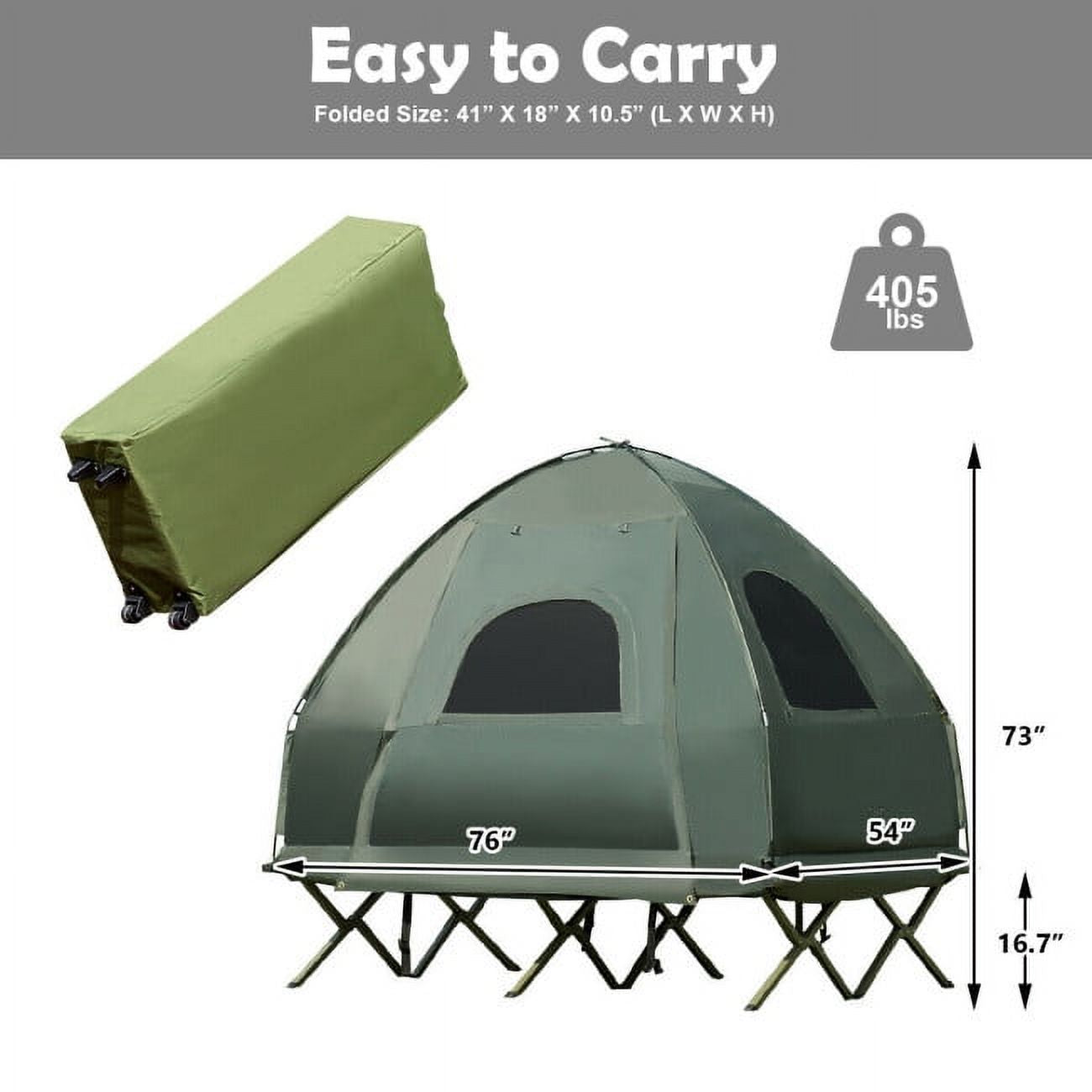 2-Person Foldable Camping Tent Cot with Air Mattress and Sleeping Bag O5020