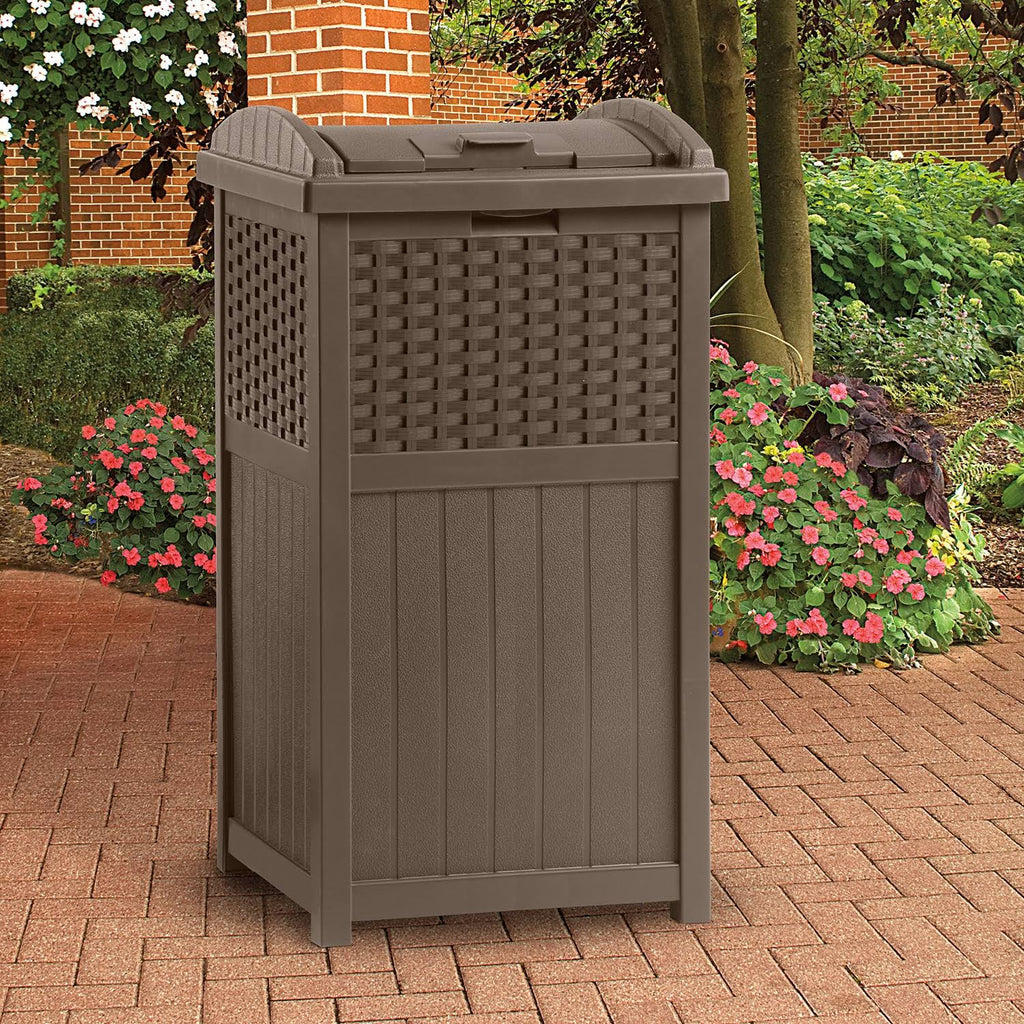 33 Gallon Beige and Brown 2 Pack Garbage Container P256