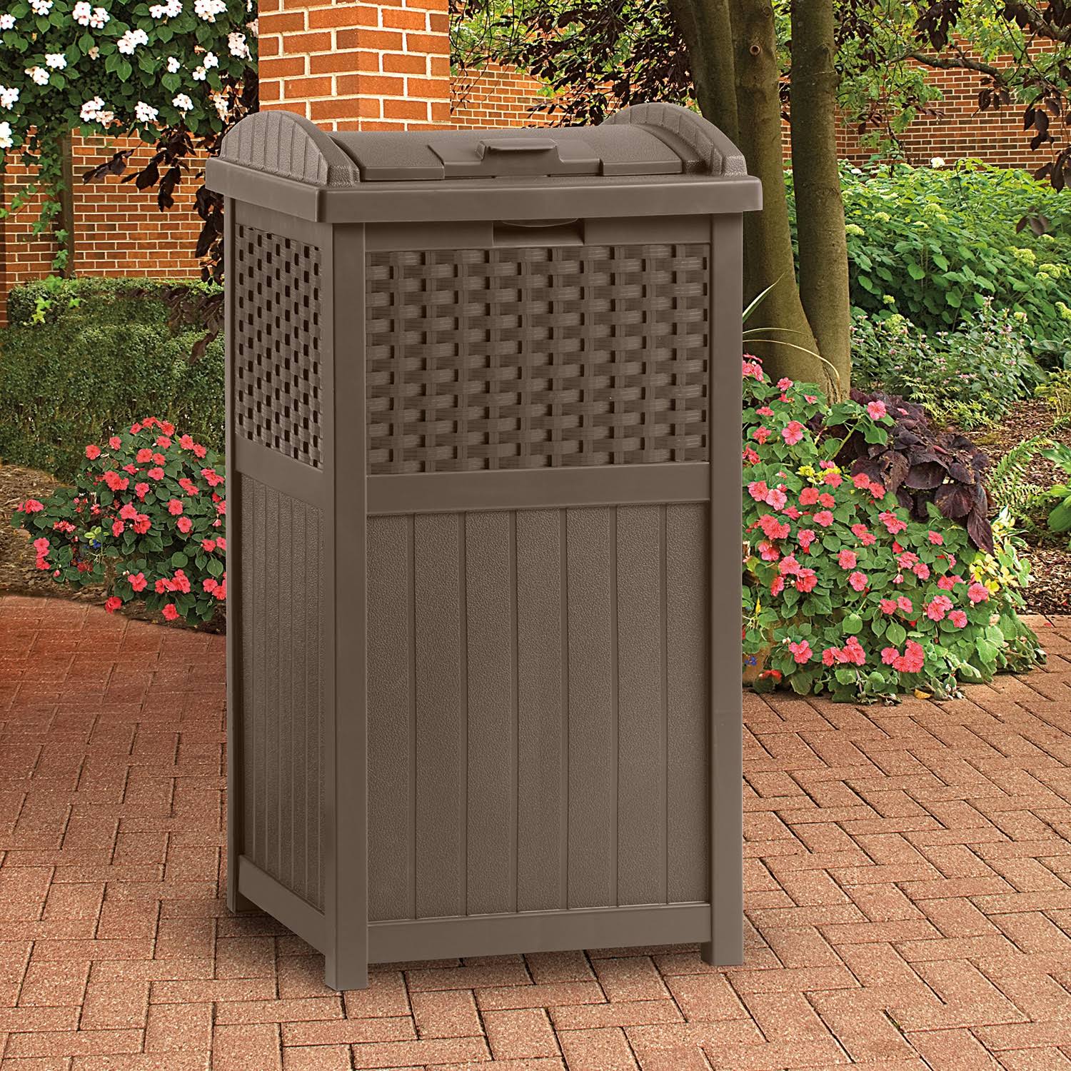 33 Gallon Beige and Brown 2 Pack Garbage Container P256
