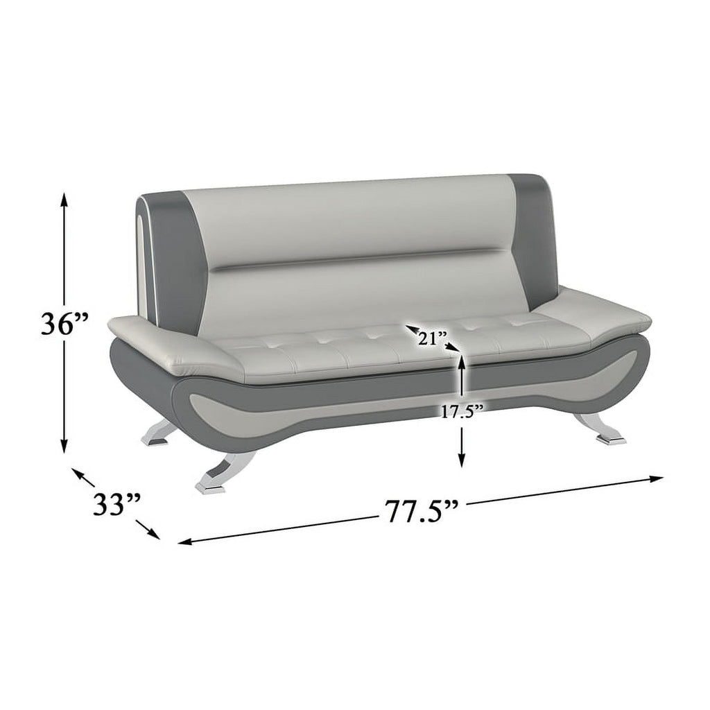 Beige and Gray Faux Leather Loveseat R6280