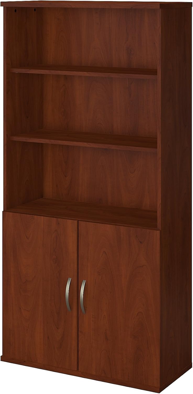 36W 5 Shelf Bookcase with Doors in Hansen Cherry T48603
