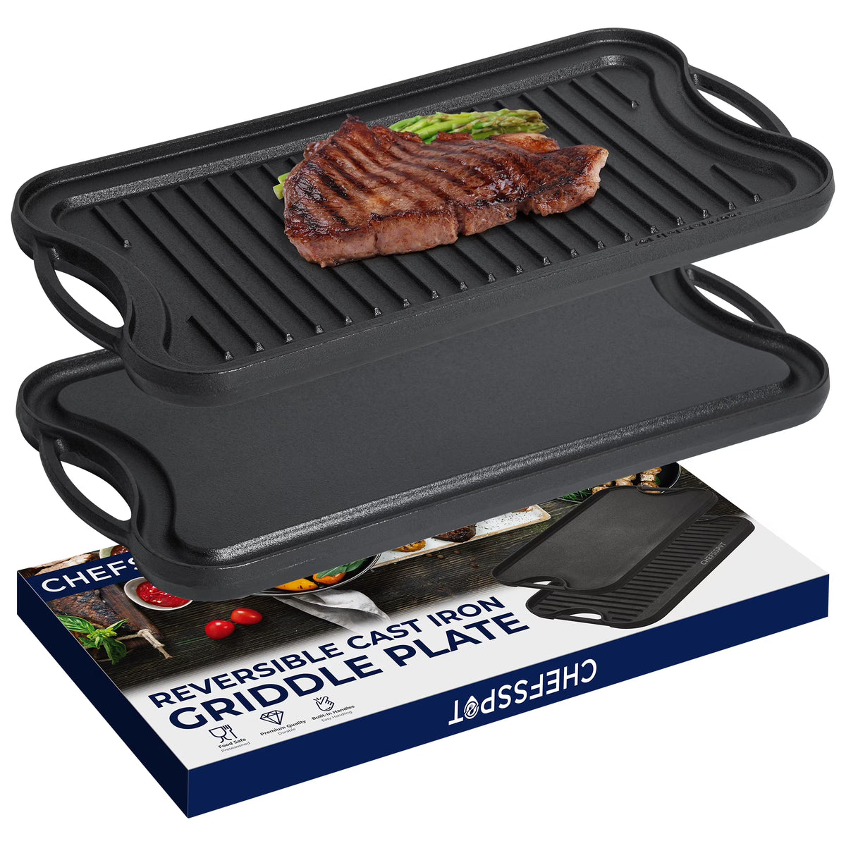 Preseasoned Cast Iron Reversible Griddle Plate Pan V4142