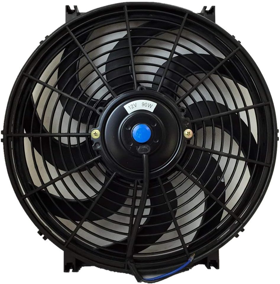 12V Slim Electric Cooling Radiator Fan with Fan Mounting Kit (12 Inch Black, 2 Pack) H891359