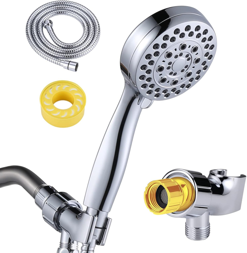 Dual Chrome Shower Head Combo with Handheld, 59" Hose, Pack of 2 W960736