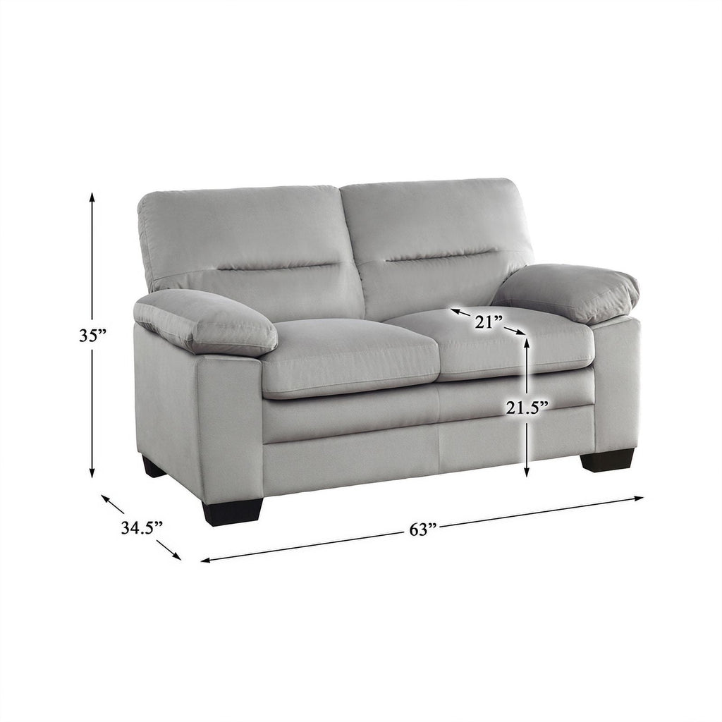 Textured Fabric 2-Piece Upholstered Sofa Set in Gray N31376