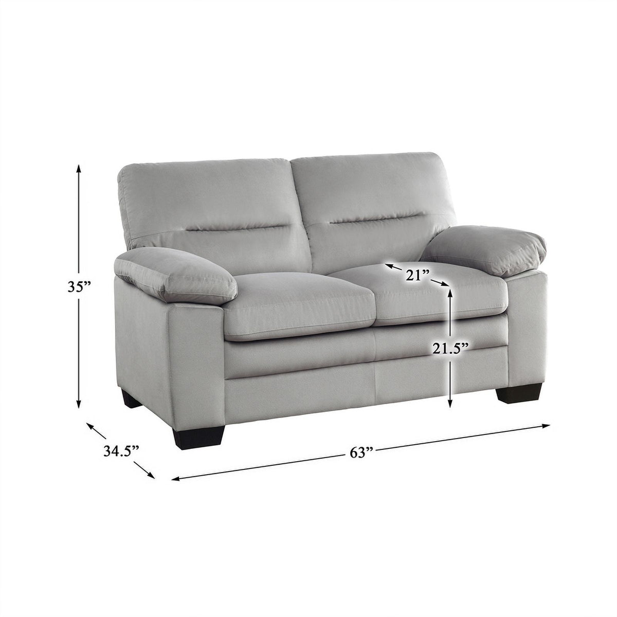 Textured Fabric 2-Piece Upholstered Sofa Set in Gray N31376