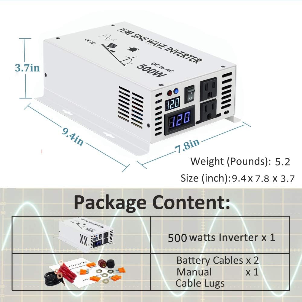 500W 12V Pure Sine Wave Car Power Inverter O495