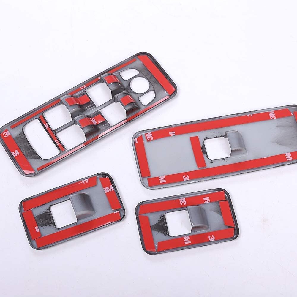 Carbon Black ABS Chrome Window Lift Button Frame Trim J35909