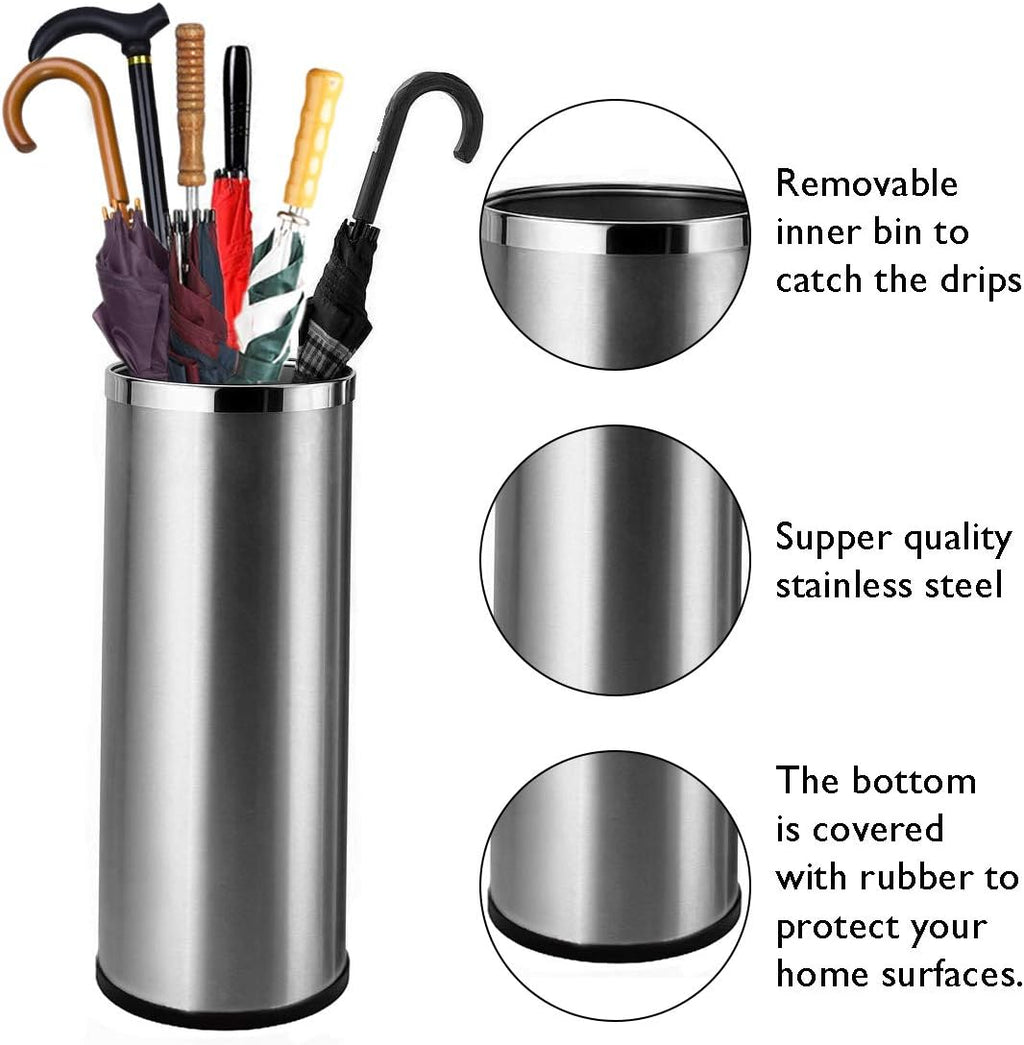 Stainless Steel Umbrella Stand with Removable Inner Bucket U497210