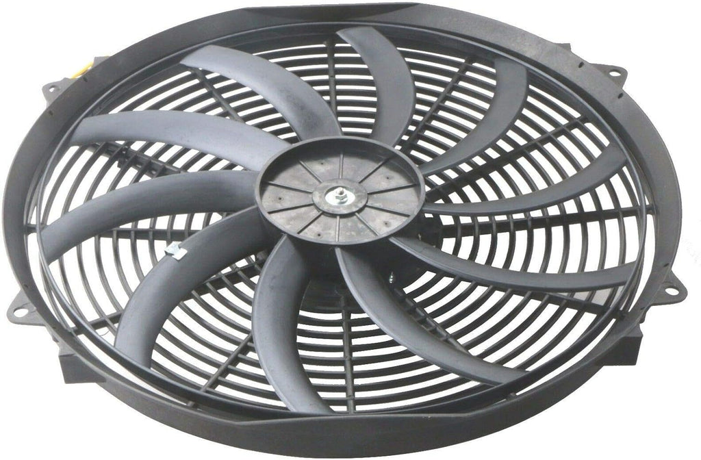 12V Slim Electric Cooling Radiator Fan with Fan Mounting Kit (12 Inch Black, 2 Pack) H891359