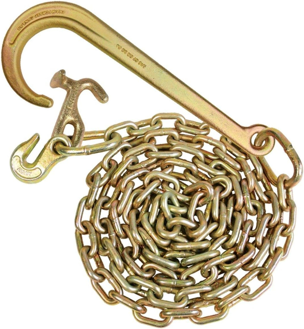 Tow Chain with Forged J Hook and T/J-Combo Hook, Grade 70 Chain, 10 Foot, 4,700 Pound Safe Working Load J52294