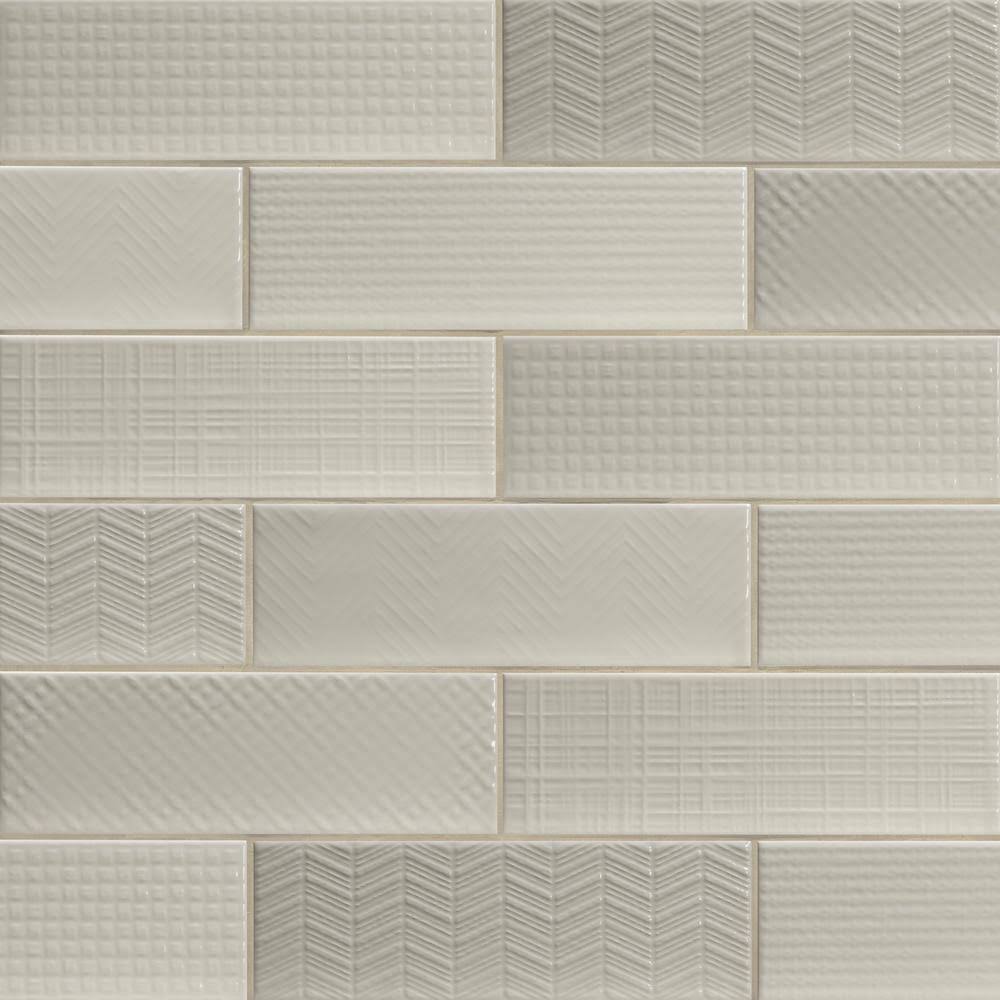 Ceramic White Textured Subway Tile W704430