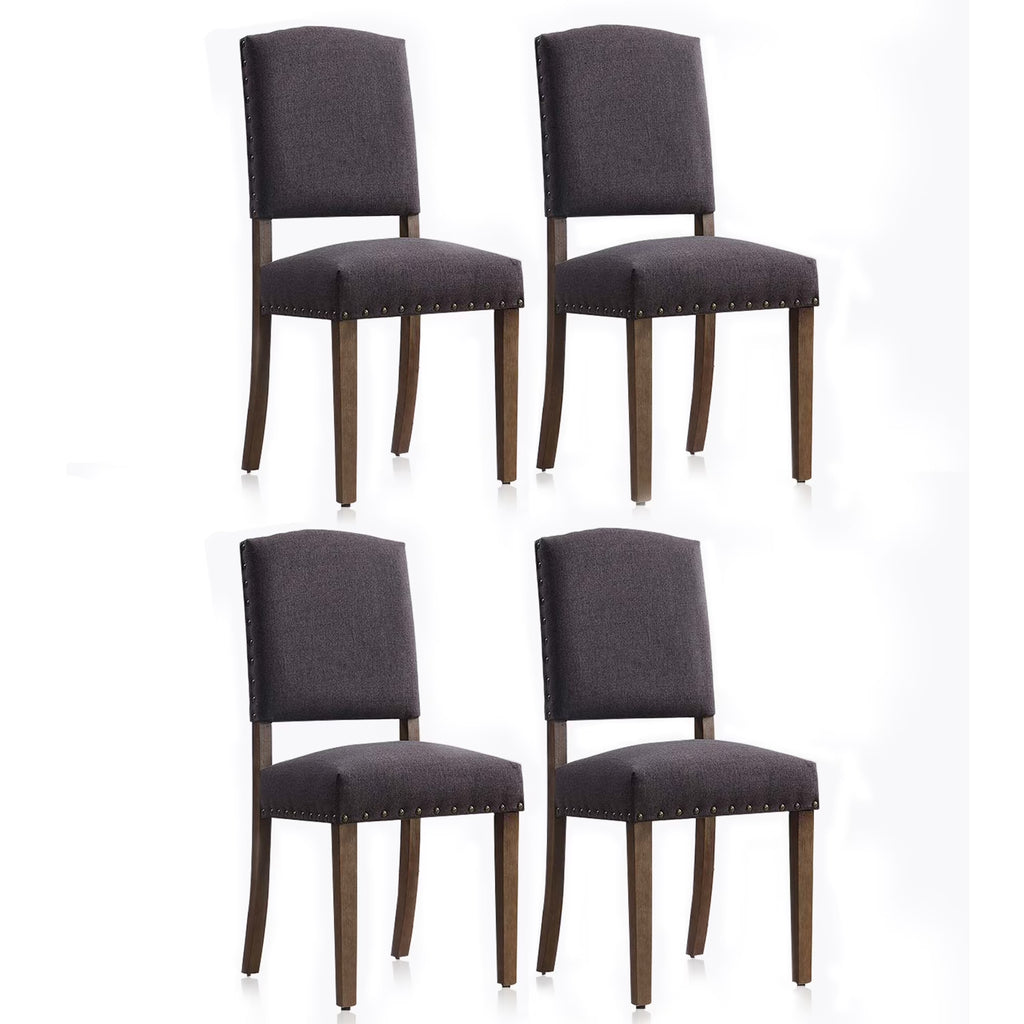 Set of 4 Upholstered Parson Dining Chairs with High Back & Nailhead Trim E21083