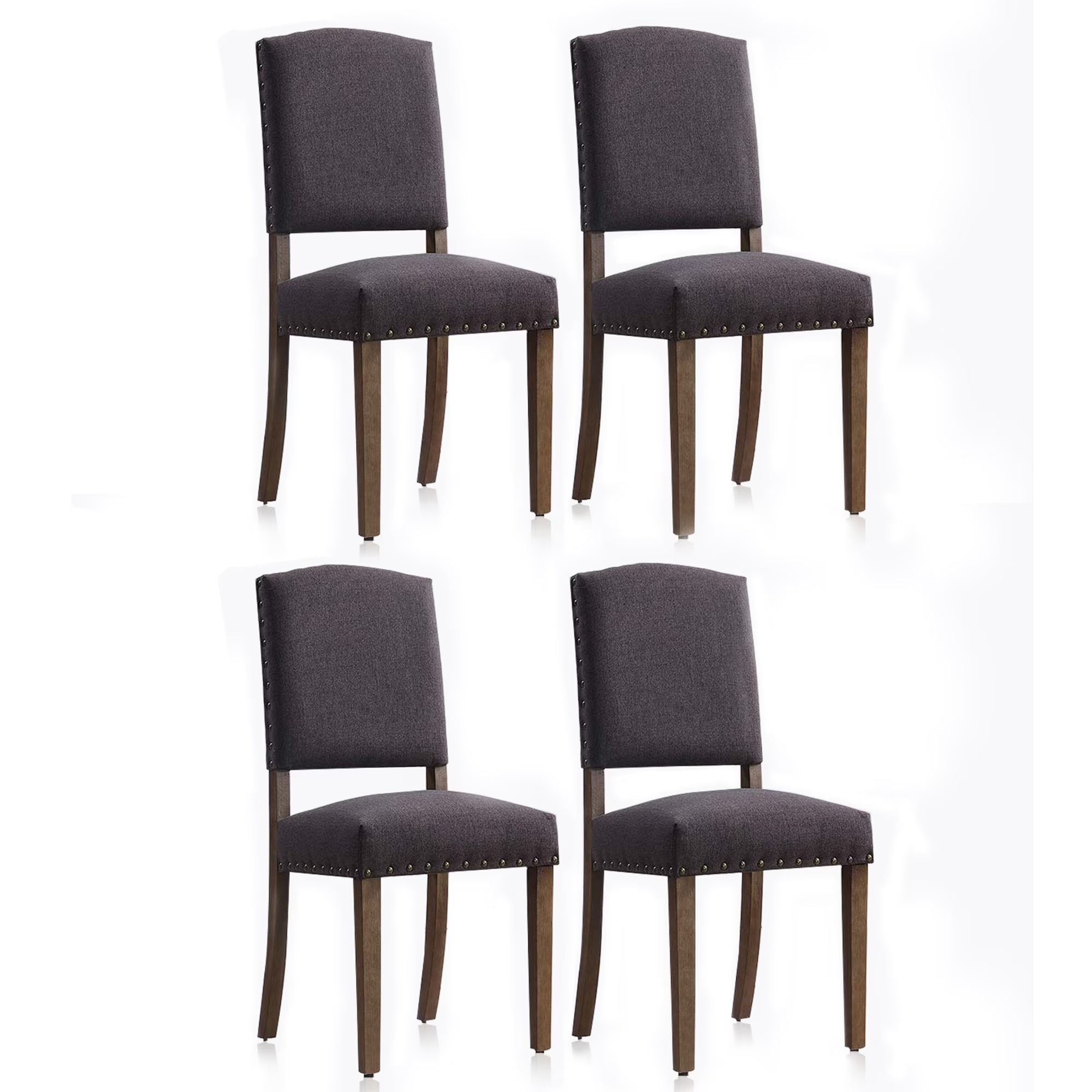 Set of 4 Upholstered Parson Dining Chairs with High Back & Nailhead Trim E21083