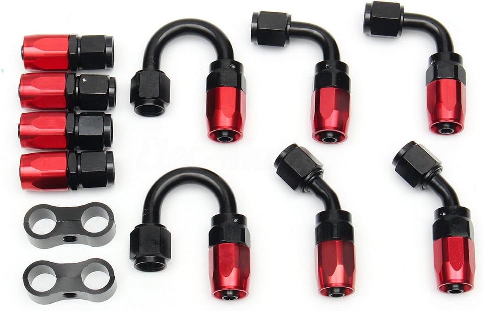 16Ft Universal Braided Oil Fuel Line Hose Stainless Steel Nylon with 10PC Swivel Fitting Hose Ends & 2PC Hose Separators Kit Q3244