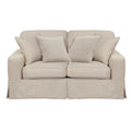 Linen Beige Fabric Slipcovered Loveseat T3010