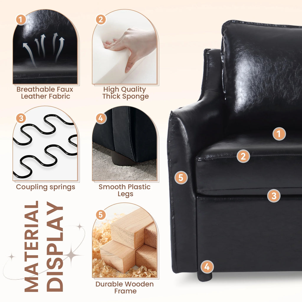 Black Faux Leather Accent Chair F512929