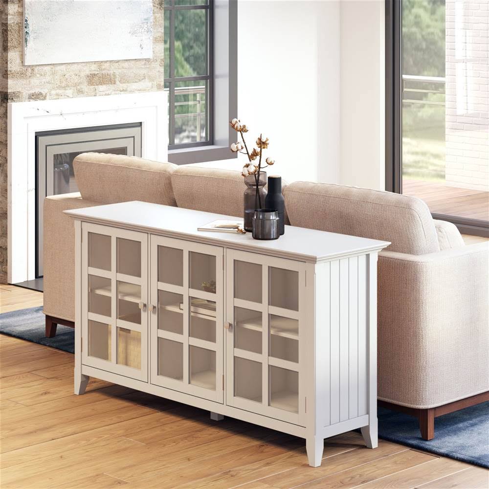 White Solid Wood Wide Storage Cabinet N521