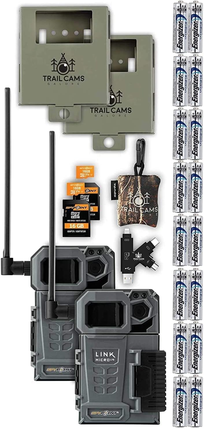 Cellular Trail Cameras Twin Pack with Batteries and Two Steel Cases H672266