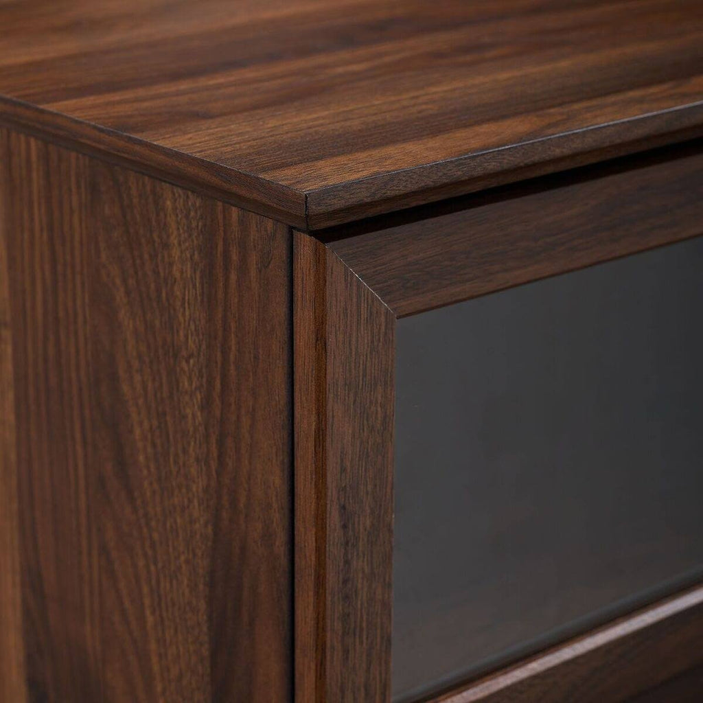 Dark Walnut Glass Wood TV Console T9938