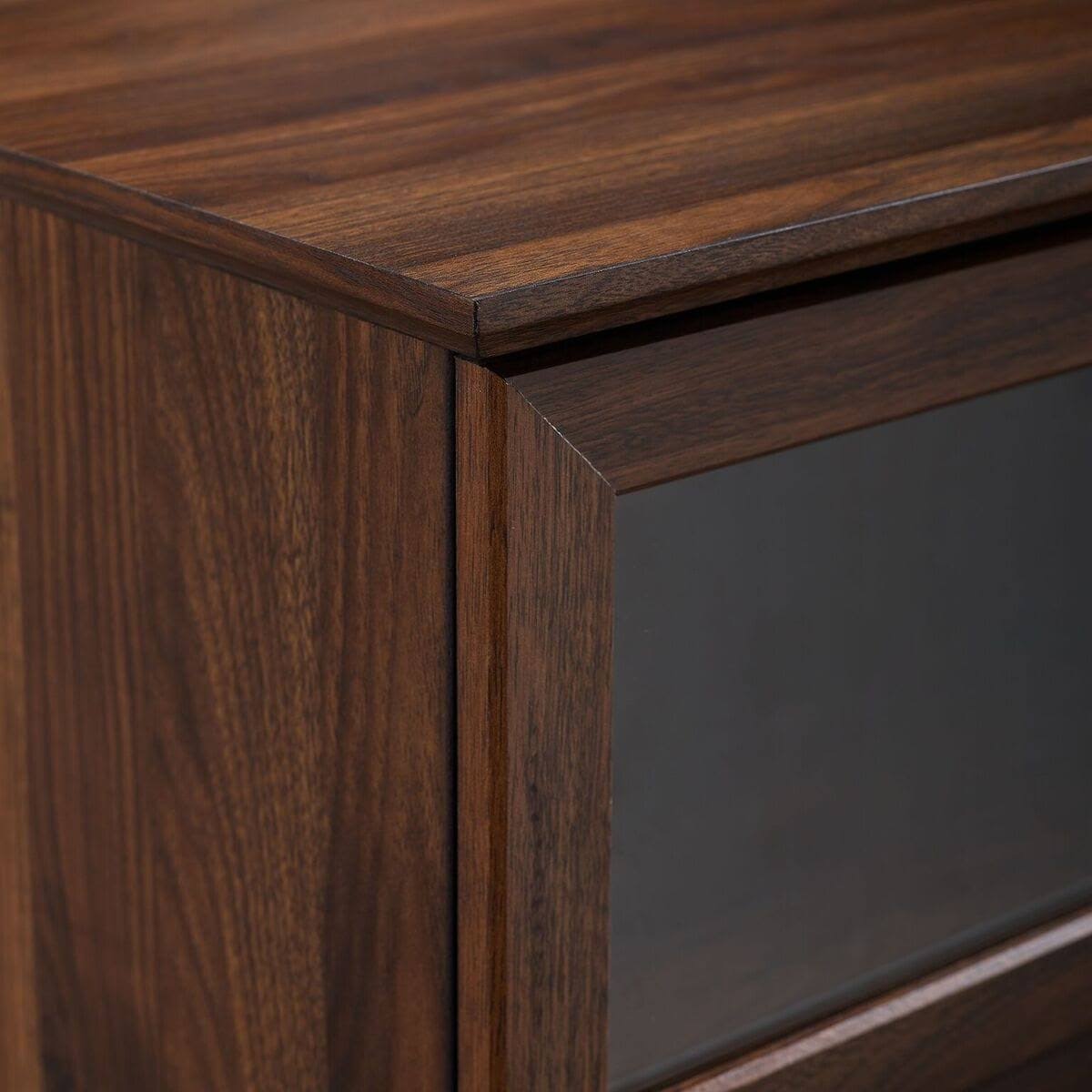 Dark Walnut Glass Wood TV Console T9938
