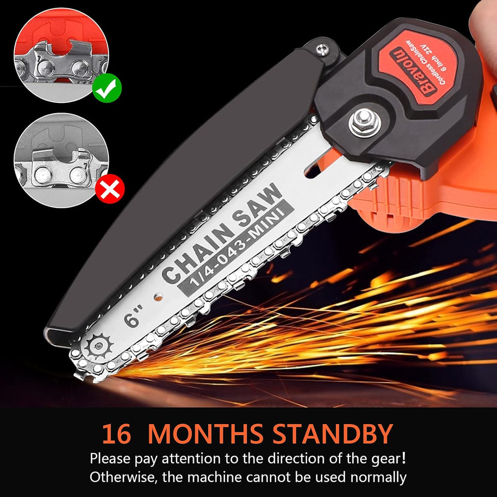 Mini Chainsaw 6 Inch, Cordless 21V Chainsaw, Pack of 2 G3977