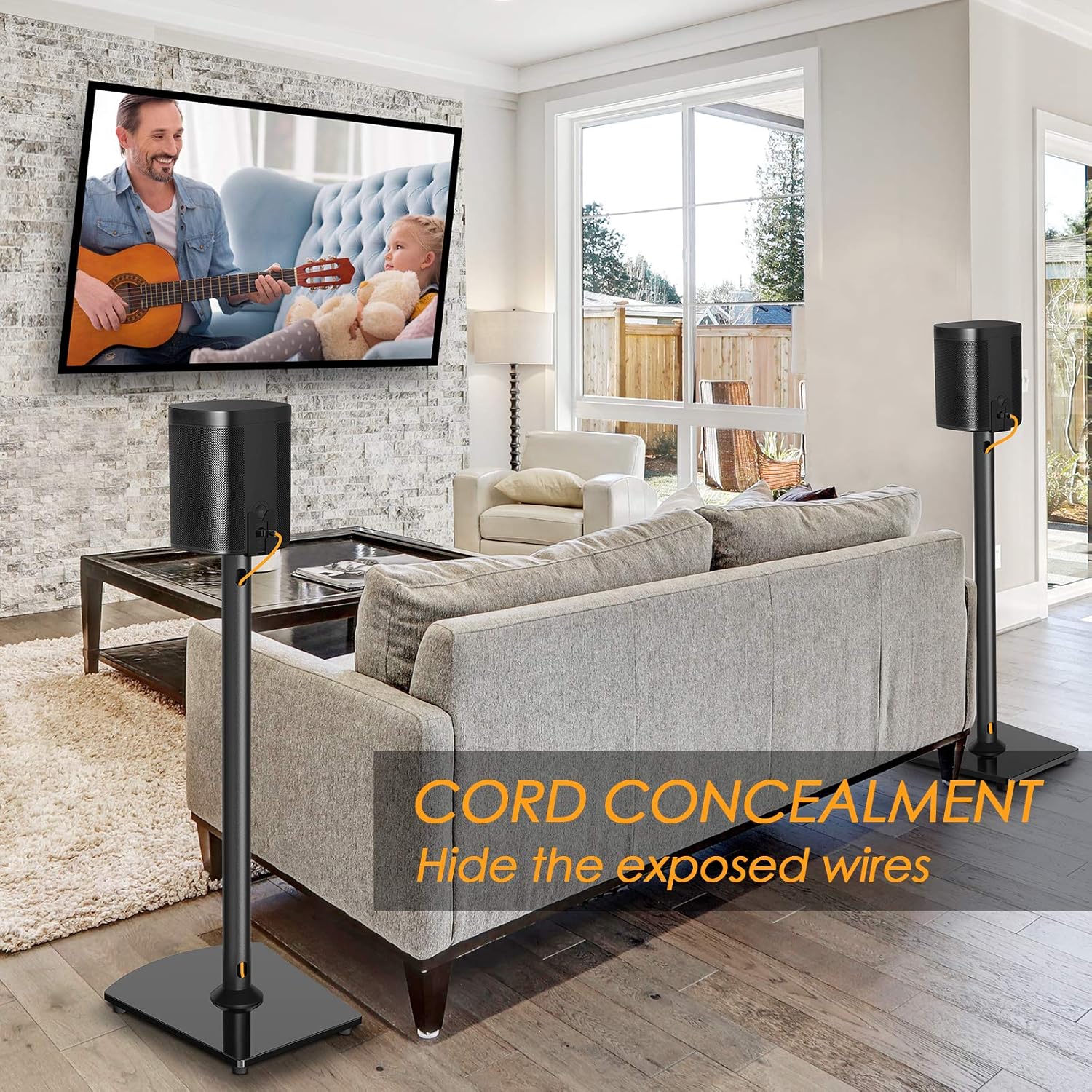 Black Heavy Duty Floor Speaker Stands X696625