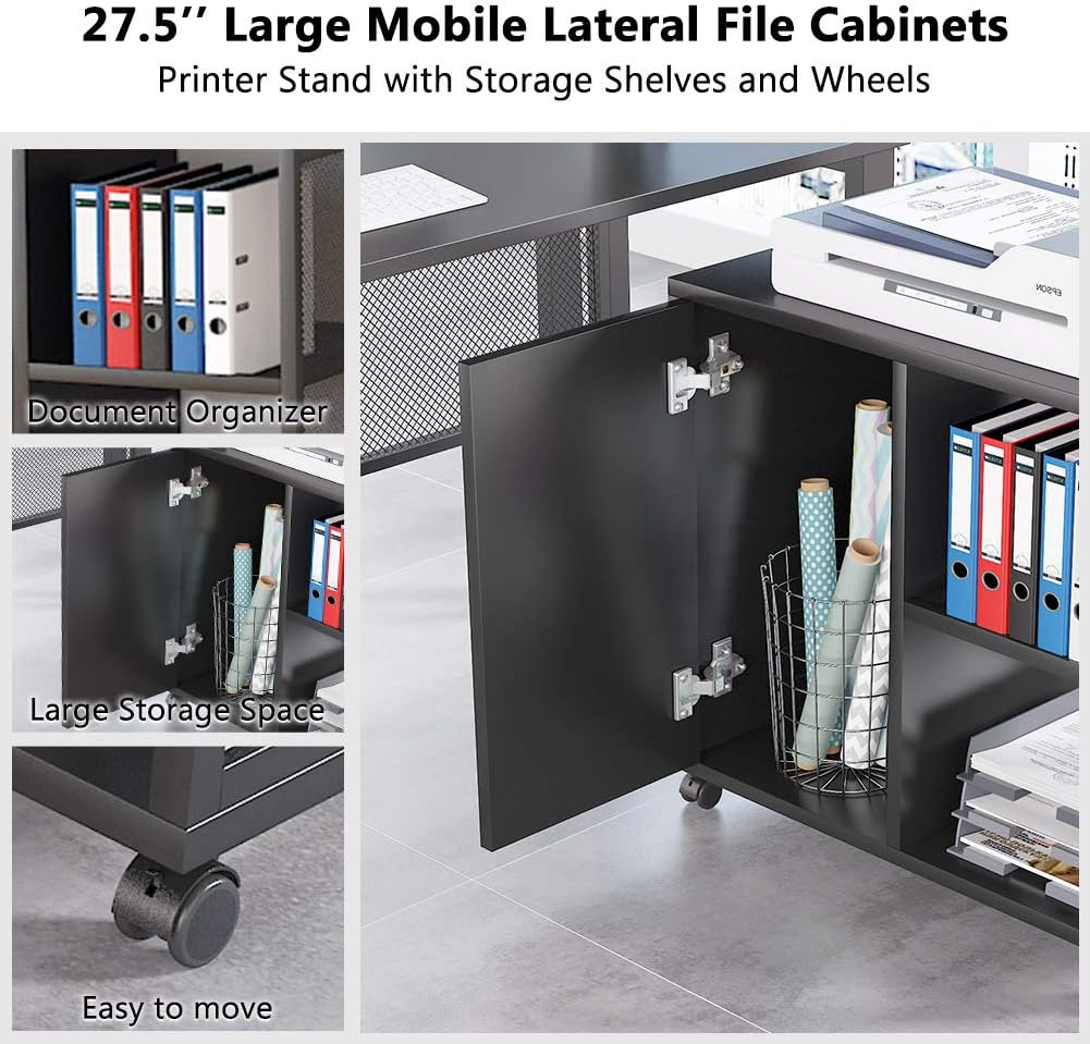 L-Shaped Computer Desk with File Cabinet G36072