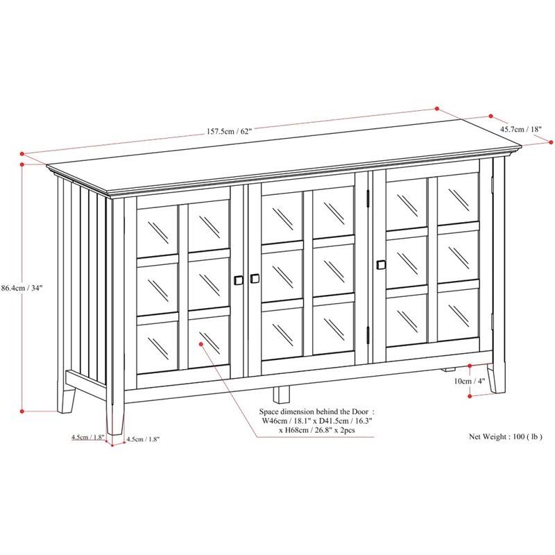 White Solid Wood Wide Storage Cabinet N521