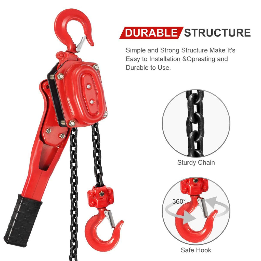 3300LBS Capacity Lever Hoist Come Along with 2 Heavy Duty Hooks, Pack of 2 B3936