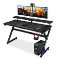 Black 55 inch Gaming Desk with Cup Holder and Headphone Hook W8023