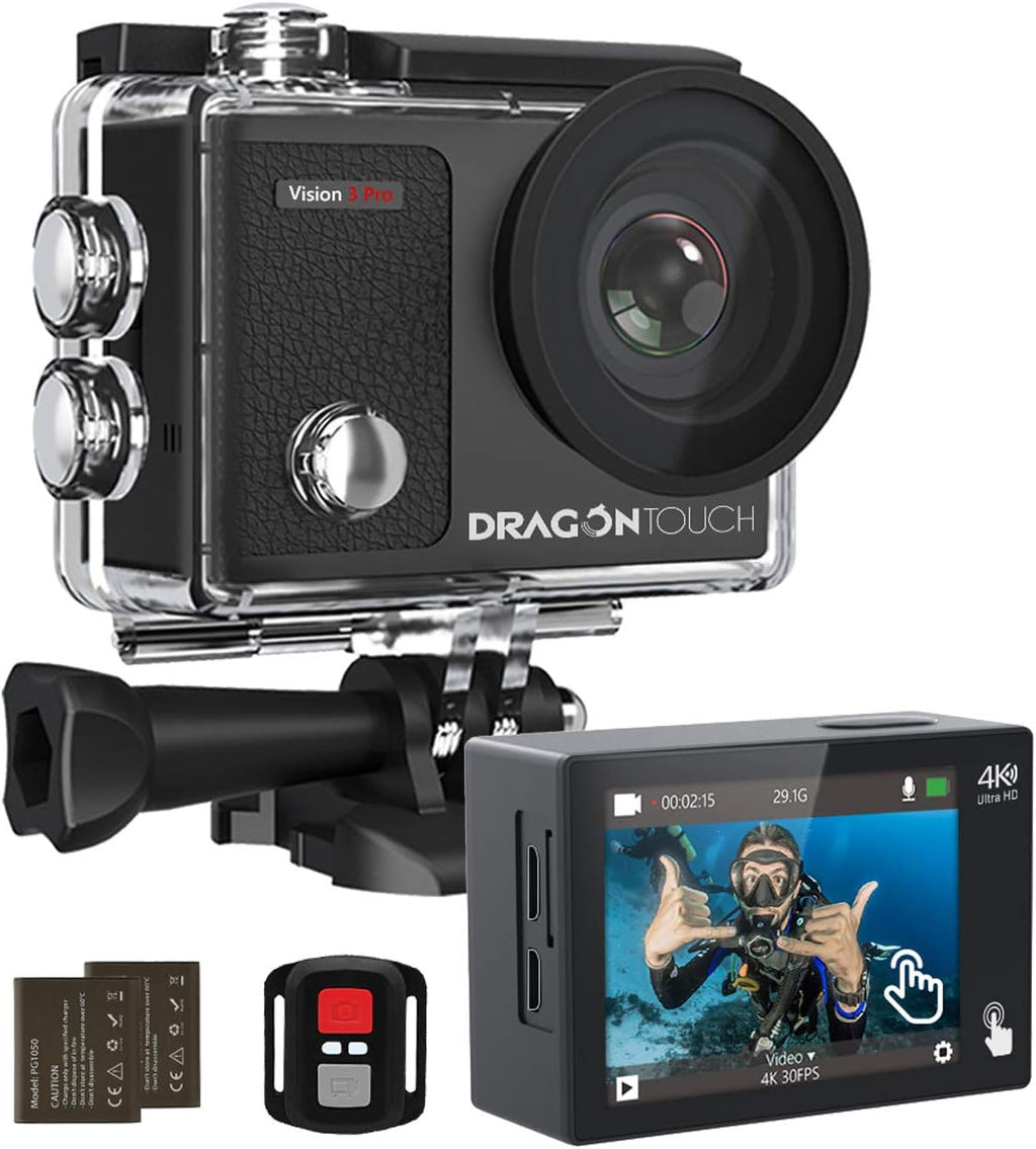 4K Waterproof Action Camera with Remote Control and Helmet Accessories Kit Pack of 2 F619
