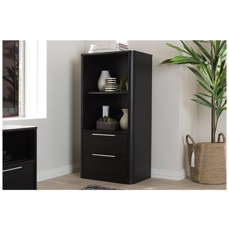 Espresso Brown Finished Wood 2-Drawer Bookcase W961