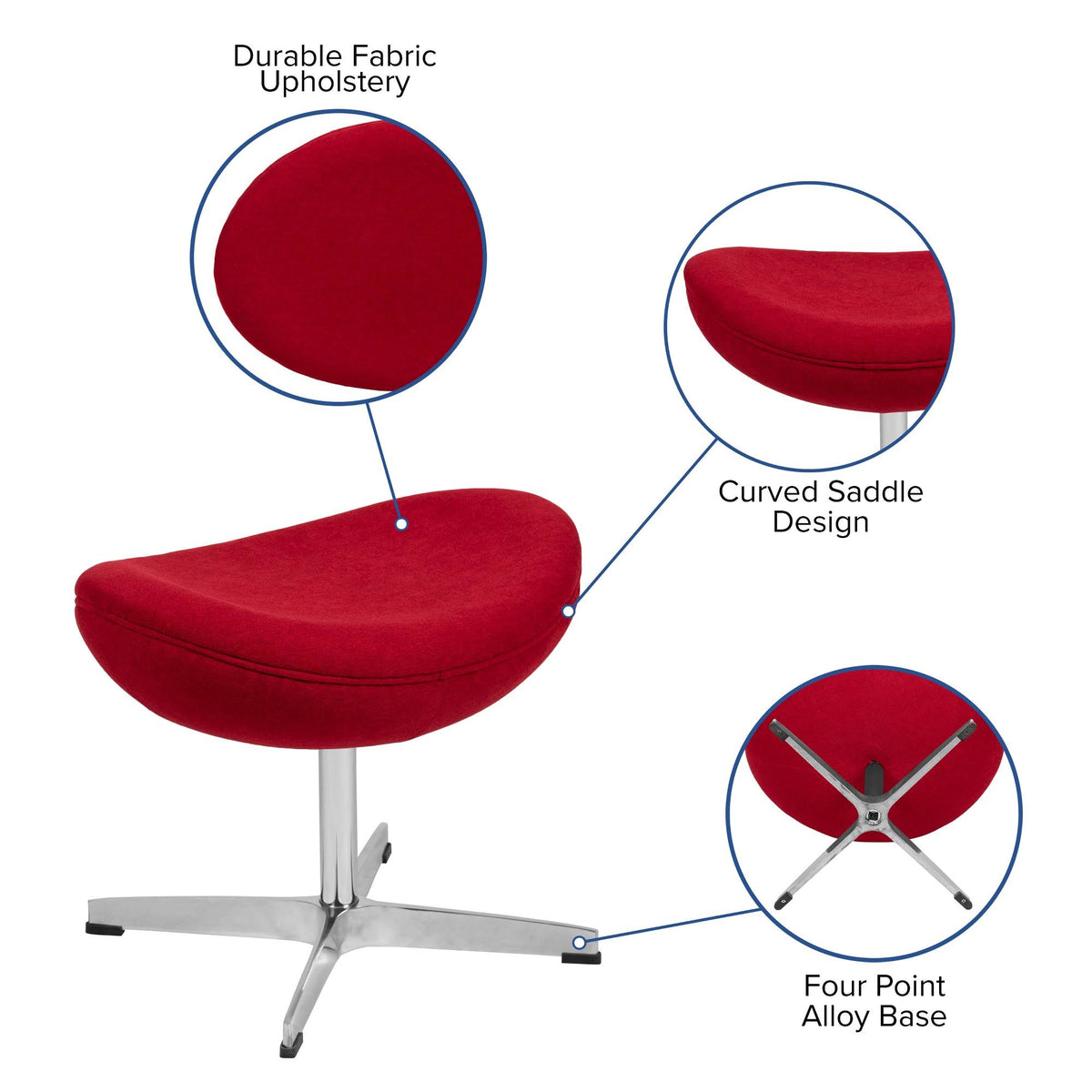 Red Fabric Saddle Wing Ottoman U275