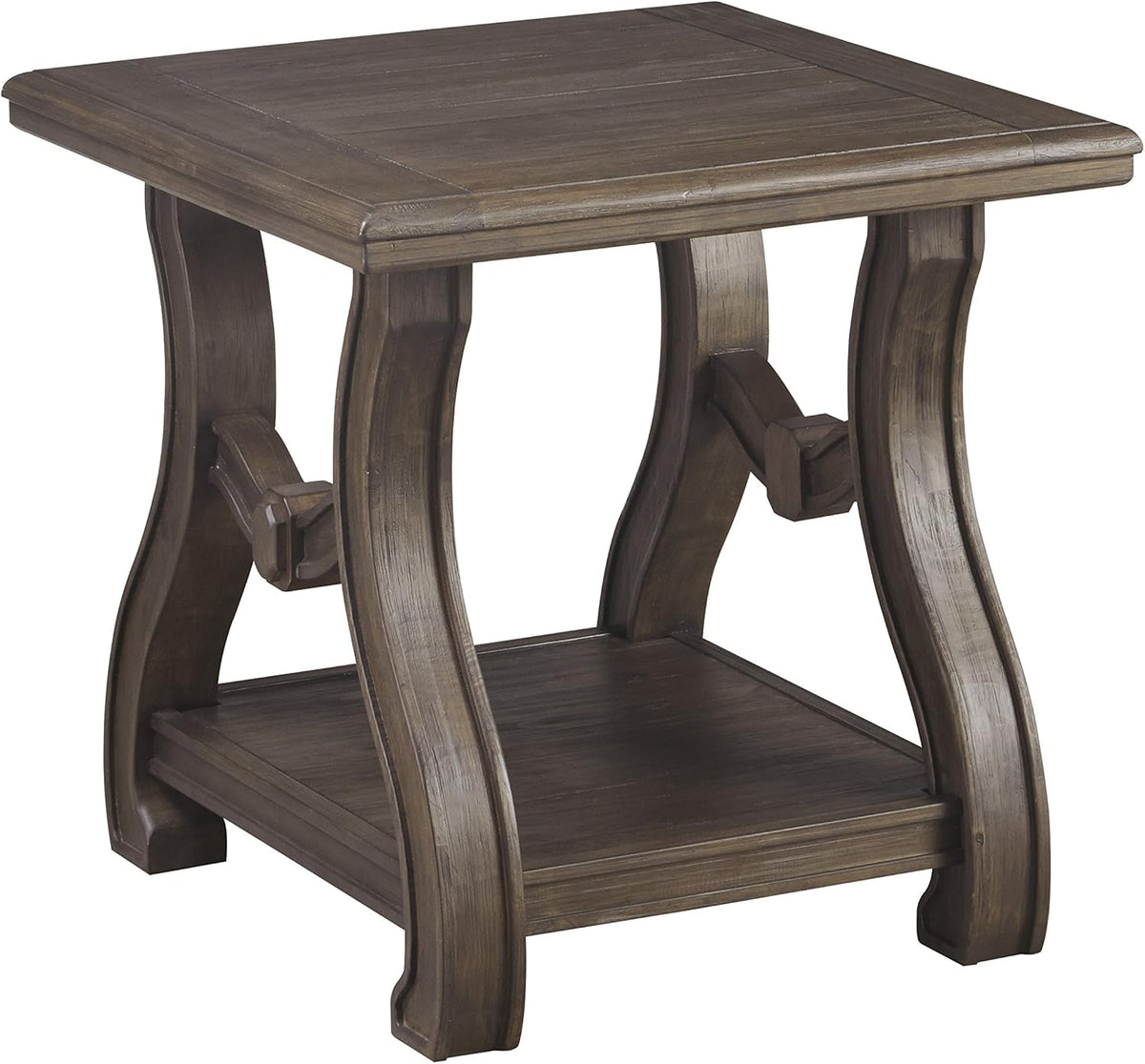 Black Vintage Square End Table with Shelf B87515