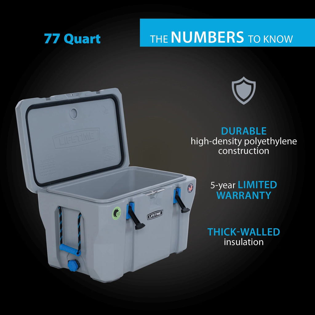 77 Quart Polyethylene Cooler, Light Gray T6031