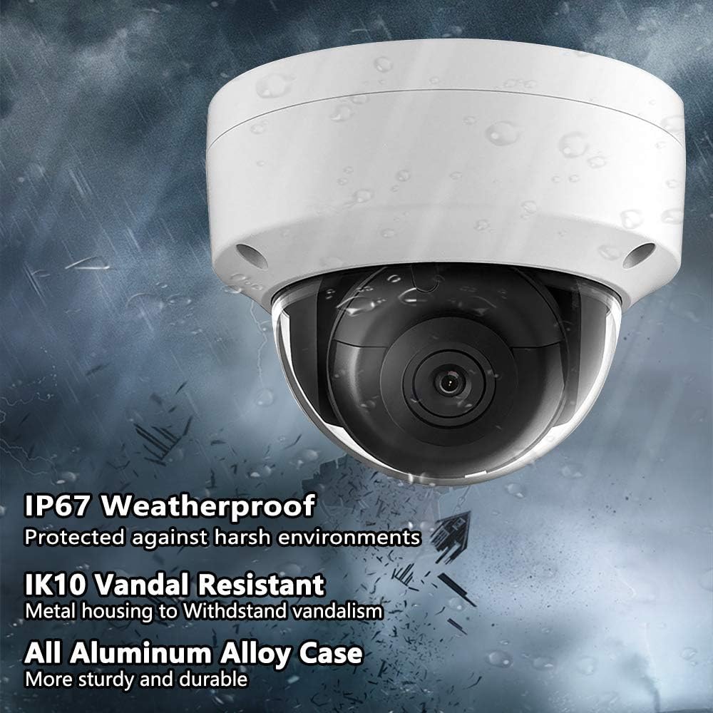 4K PoE Security IP Camera Dome 8MP Onvif IR Night Vision Weatherproof WideAngle 2.8mm Lens X540748