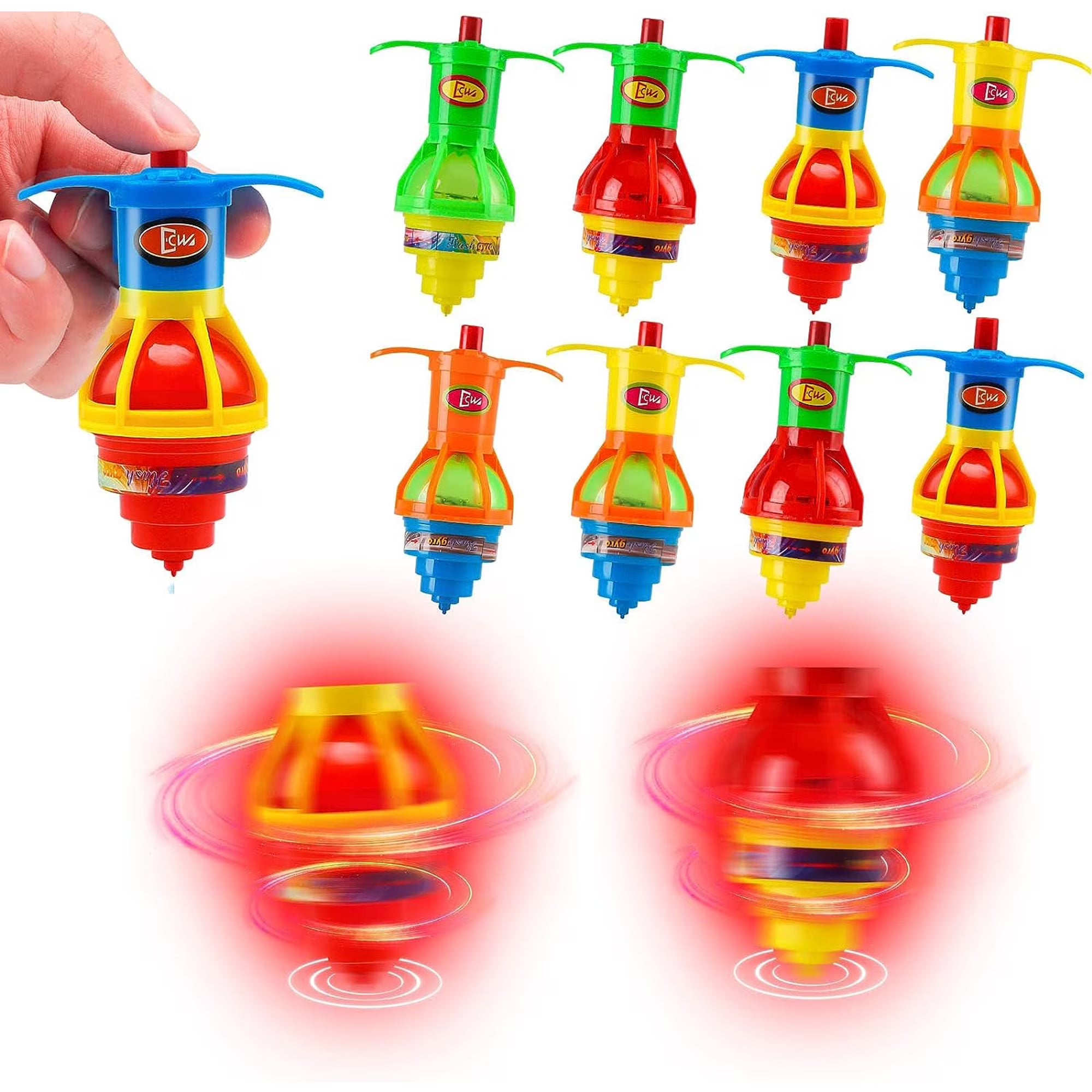 20 Pack UFO Spinning Tops with LED Light Up Flashing Toys S53628