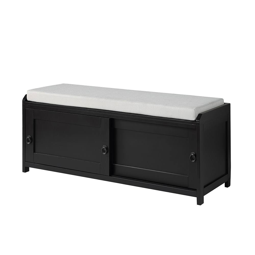 Black Wood Storage Bench with 2 Cabinets B43301