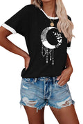 Butterfly Printed Short Sleeve Tee with Crew Neck S75434