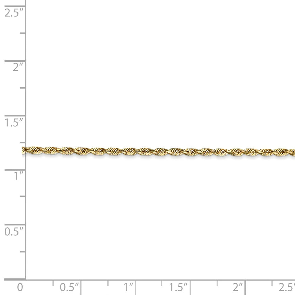 14kt Yellow Gold Diamond-cut Rope Chain Anklet 9 inch Z16653