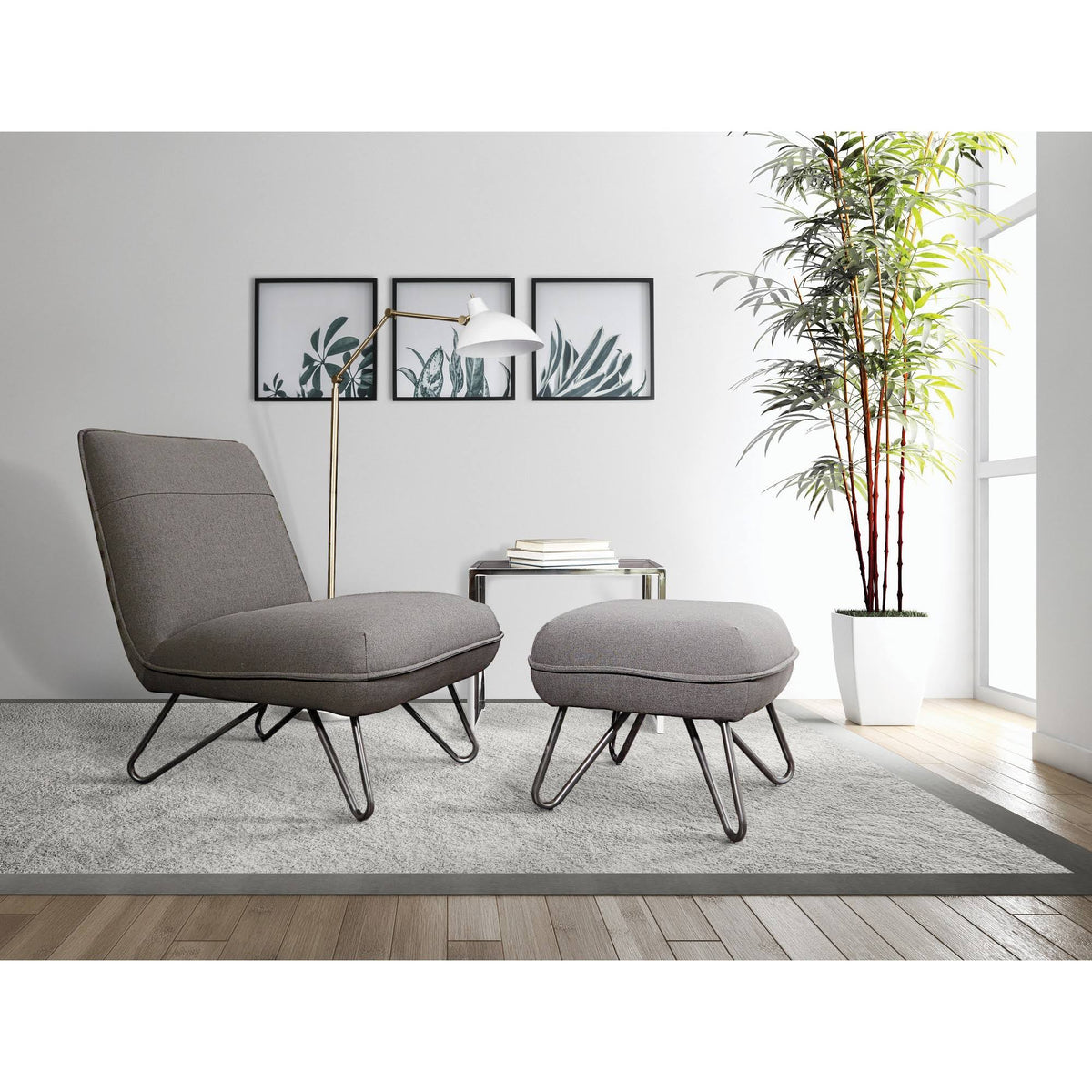 Grey Chair and Ottoman F64564