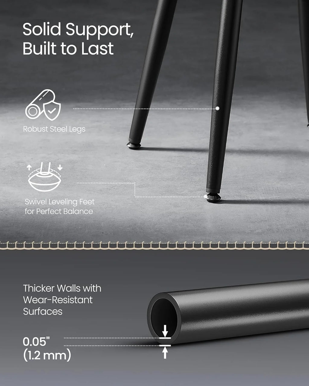 Set of 2 Upholstered Synthetic Leather Dining Stools, Ink Black L4023