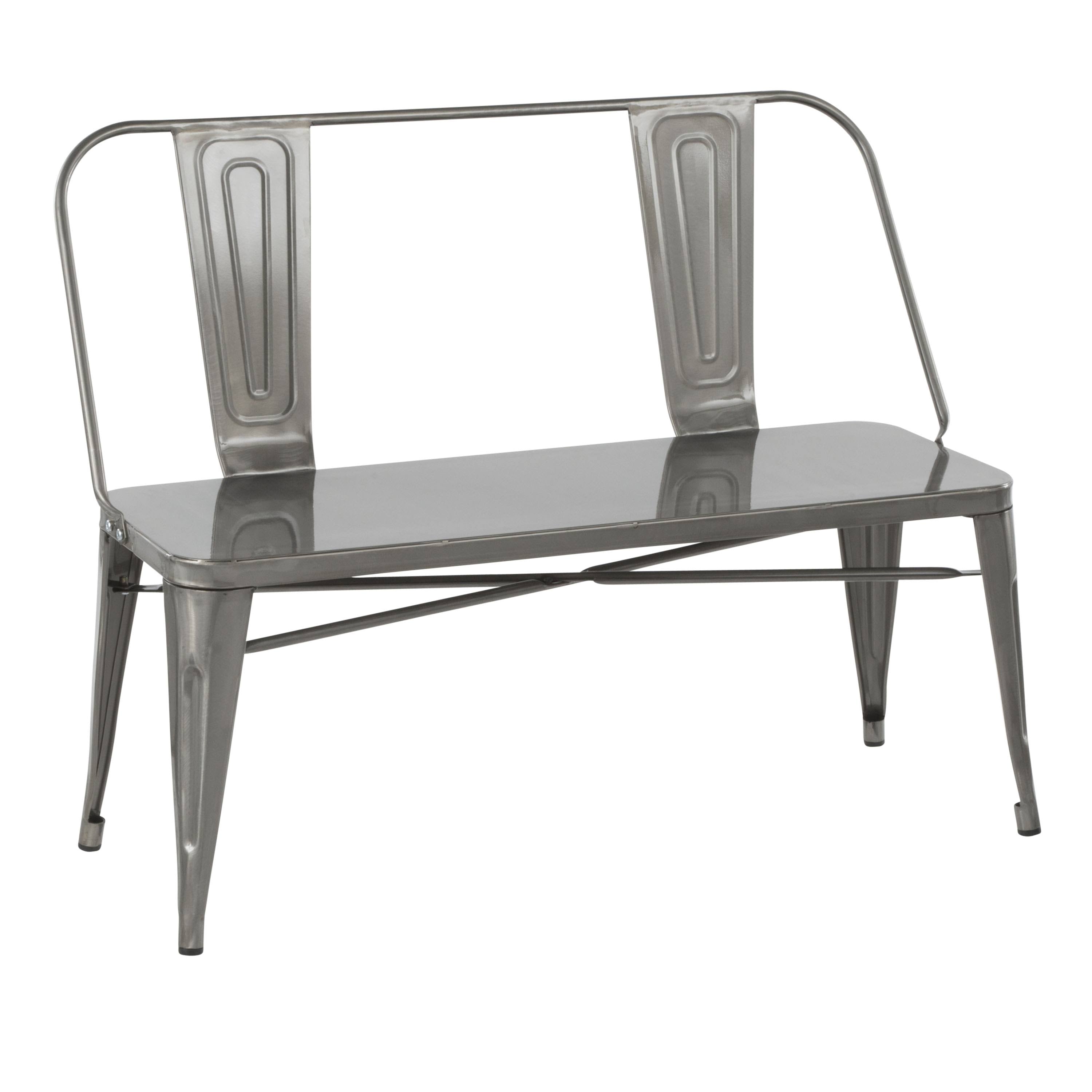 Clear Brushed Silver Metal Bench Q265